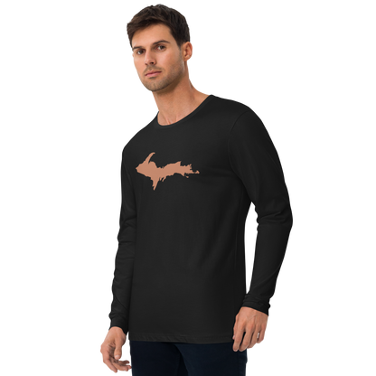Michigan Upper Peninsula Fitted T-Shirt (w/ Copper UP Outline) | Men's Long Sleeve