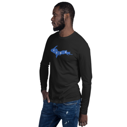 Michigan Upper Peninsula Long Sleeve T-Shirt (w/ UP Quebec Flag) | Men's Fitted