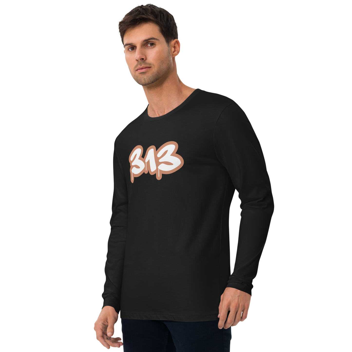 Detroit '313' Long Sleeve T-Shirt (Copper) | Men's Fitted