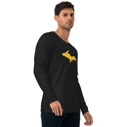 Michigan Upper Peninsula T-Shirt (w/ Gold UP Outline) | Men's Fitted Long Sleeve