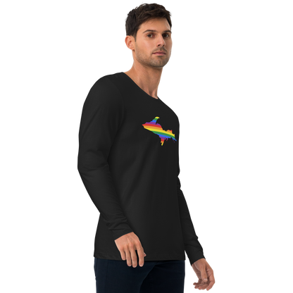 Michigan Upper Peninsula Fitted T-Shirt (w/ UP Pride Flag) | Men's Long Sleeve