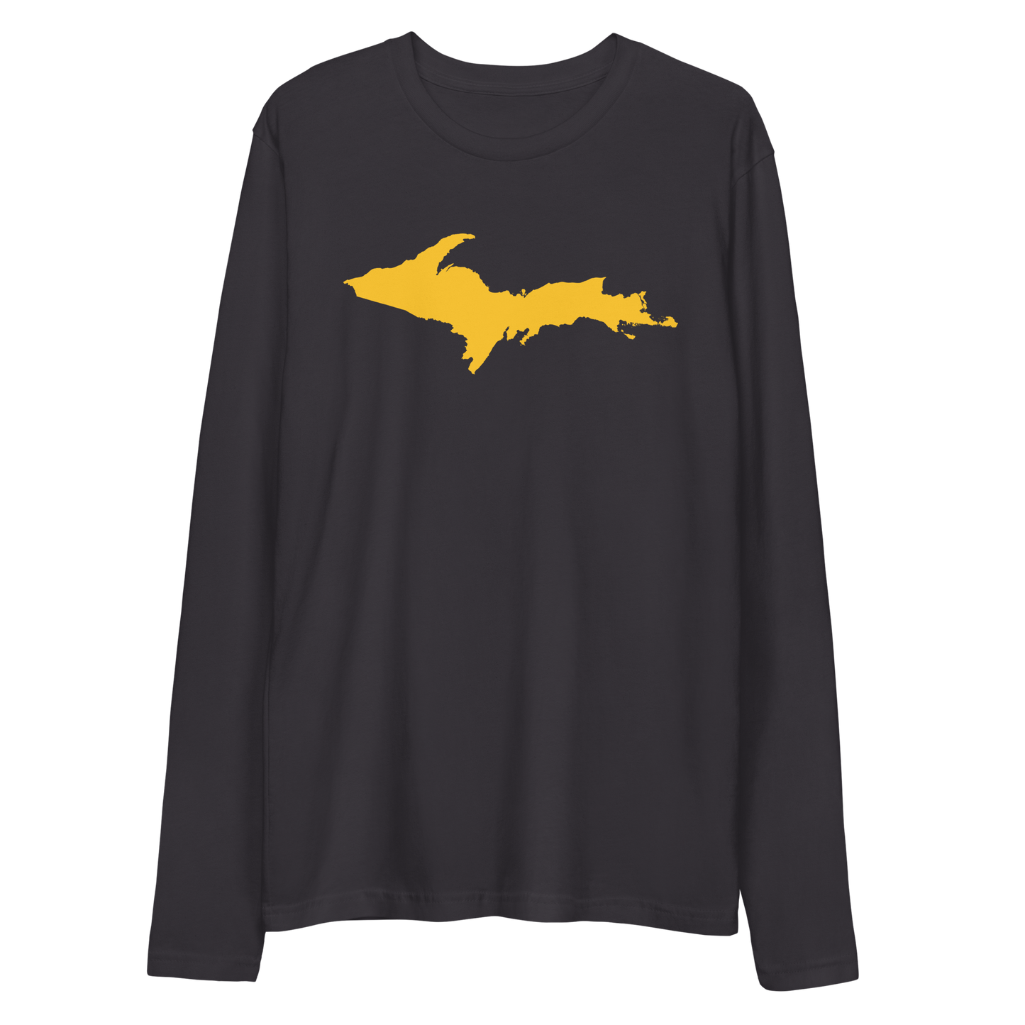 Michigan Upper Peninsula T-Shirt (w/ Gold UP Outline) | Men's Fitted Long Sleeve