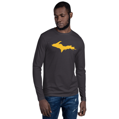 Michigan Upper Peninsula T-Shirt (w/ Gold UP Outline) | Men's Fitted Long Sleeve