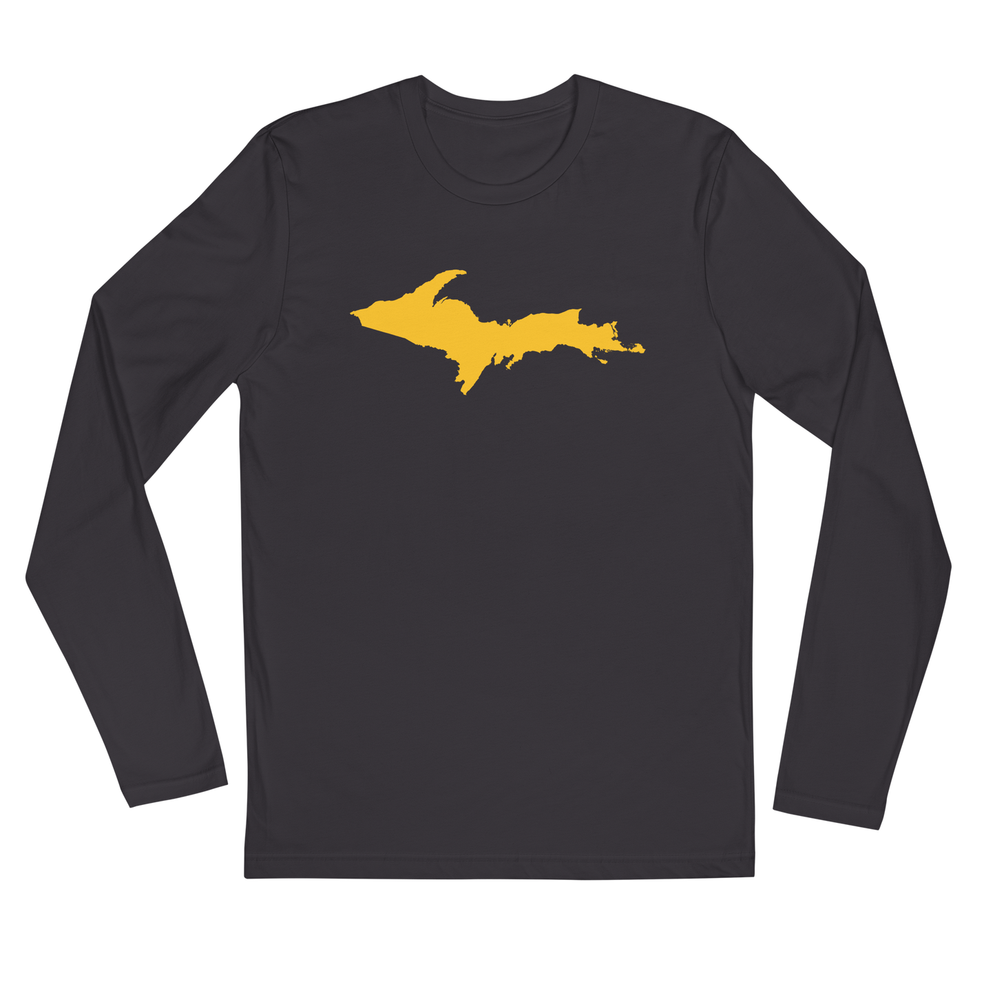 Michigan Upper Peninsula T-Shirt (w/ Gold UP Outline) | Men's Fitted Long Sleeve