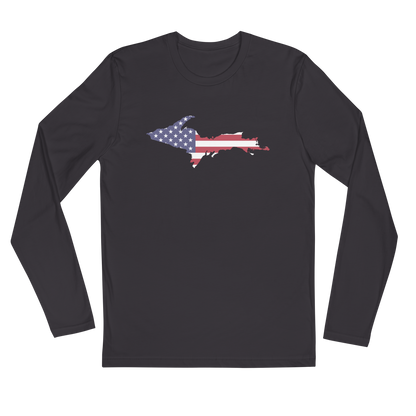 Michigan Upper Peninsula T-Shirt (w/ UP USA Flag) | Men's Fitted Long Sleeve