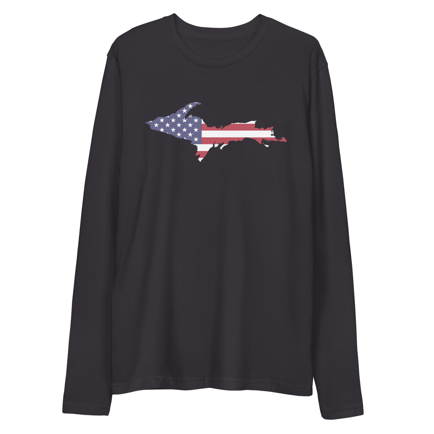 Michigan Upper Peninsula T-Shirt (w/ UP USA Flag) | Men's Fitted Long Sleeve