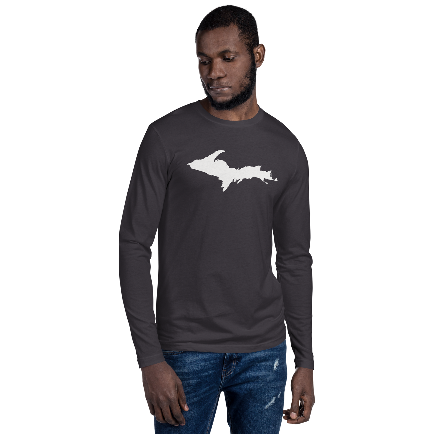 Michigan Upper Peninsula Fitted T-Shirt (w/ UP Outline) | Men's Long Sleeve