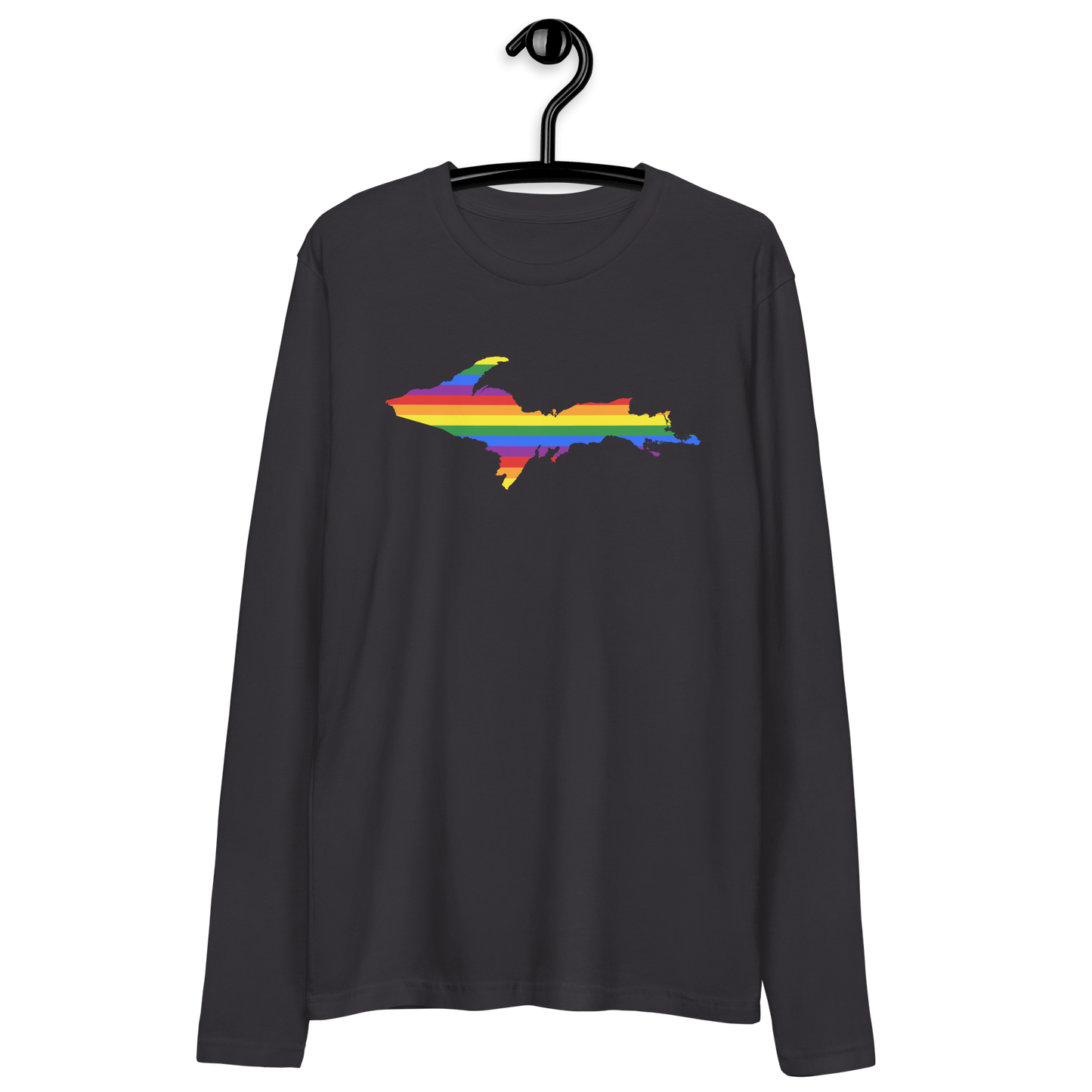 Michigan Upper Peninsula Fitted T-Shirt (w/ UP Pride Flag) | Men's Long Sleeve