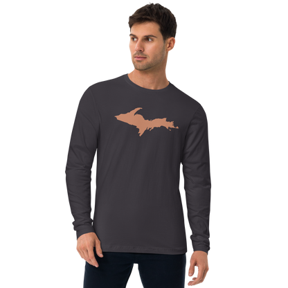 Michigan Upper Peninsula Fitted T-Shirt (w/ Copper UP Outline) | Men's Long Sleeve