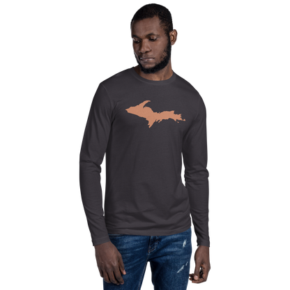 Michigan Upper Peninsula Fitted T-Shirt (w/ Copper UP Outline) | Men's Long Sleeve