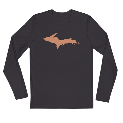 Michigan Upper Peninsula Fitted T-Shirt (w/ Copper UP Outline) | Men's Long Sleeve