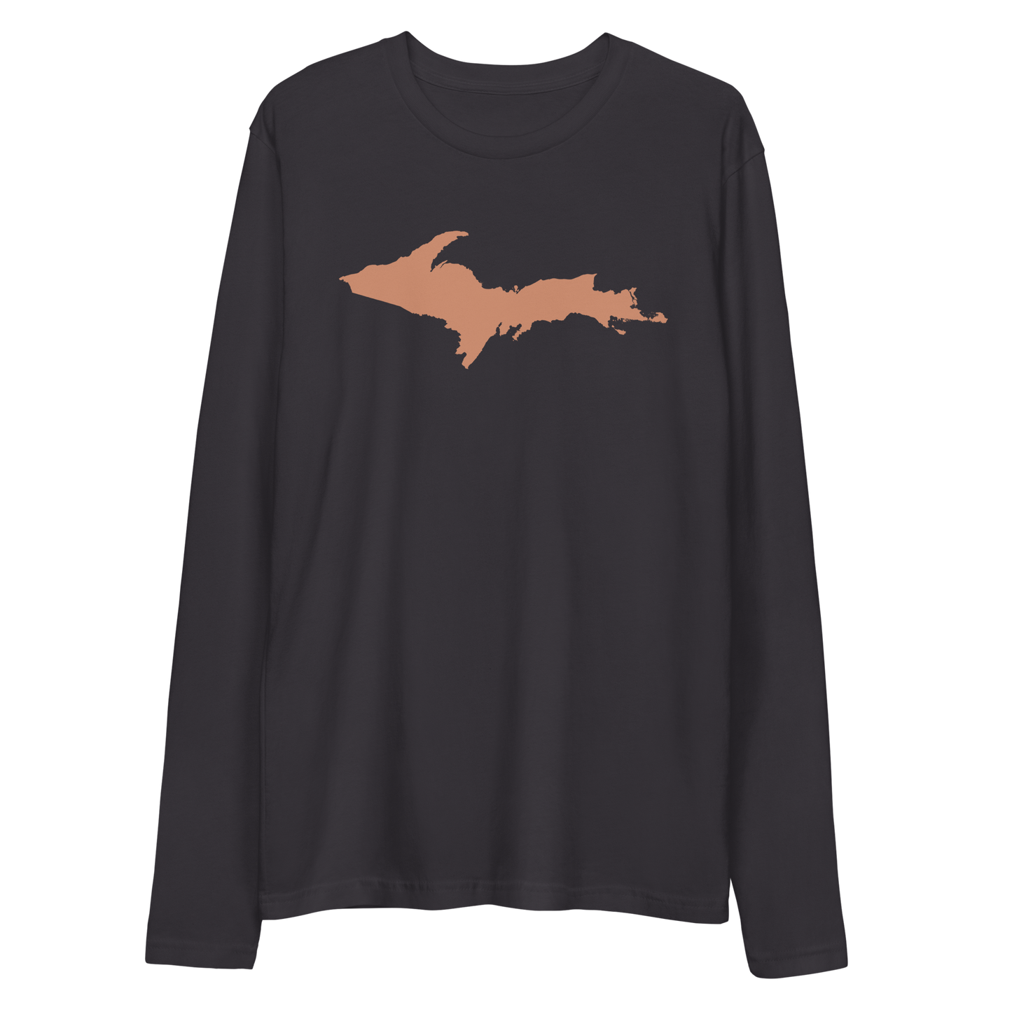 Michigan Upper Peninsula Fitted T-Shirt (w/ Copper UP Outline) | Men's Long Sleeve