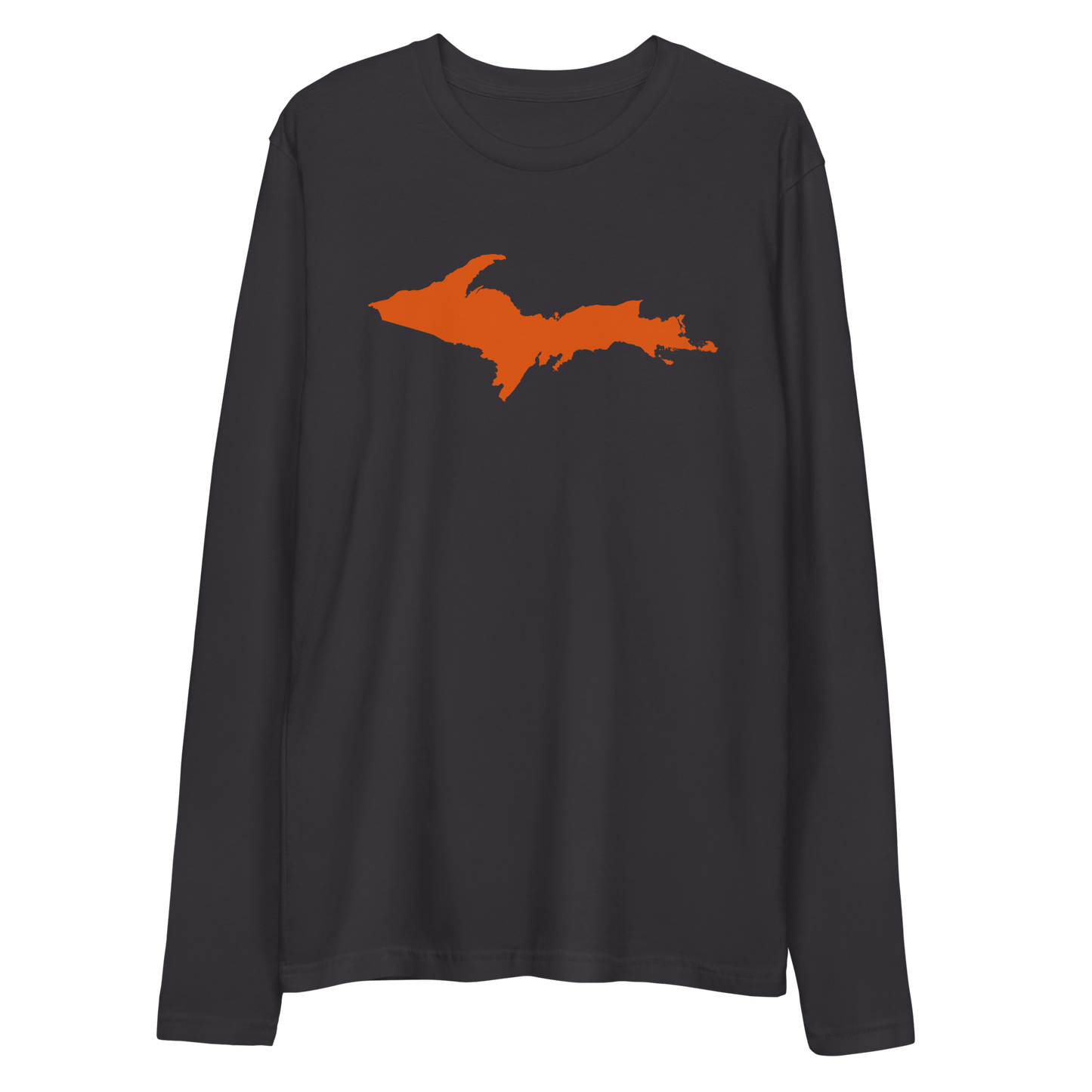 Michigan Upper Peninsula Fitted T-Shirt (w/ Orange UP Outline) | Men's Long Sleeve