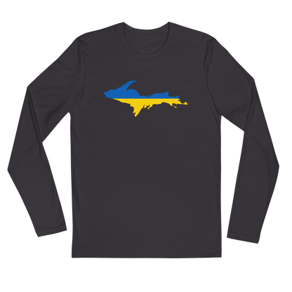 Michigan Upper Peninsula Long Sleeve T-Shirt (w/ Copper UP Outline) | Men's Fitted