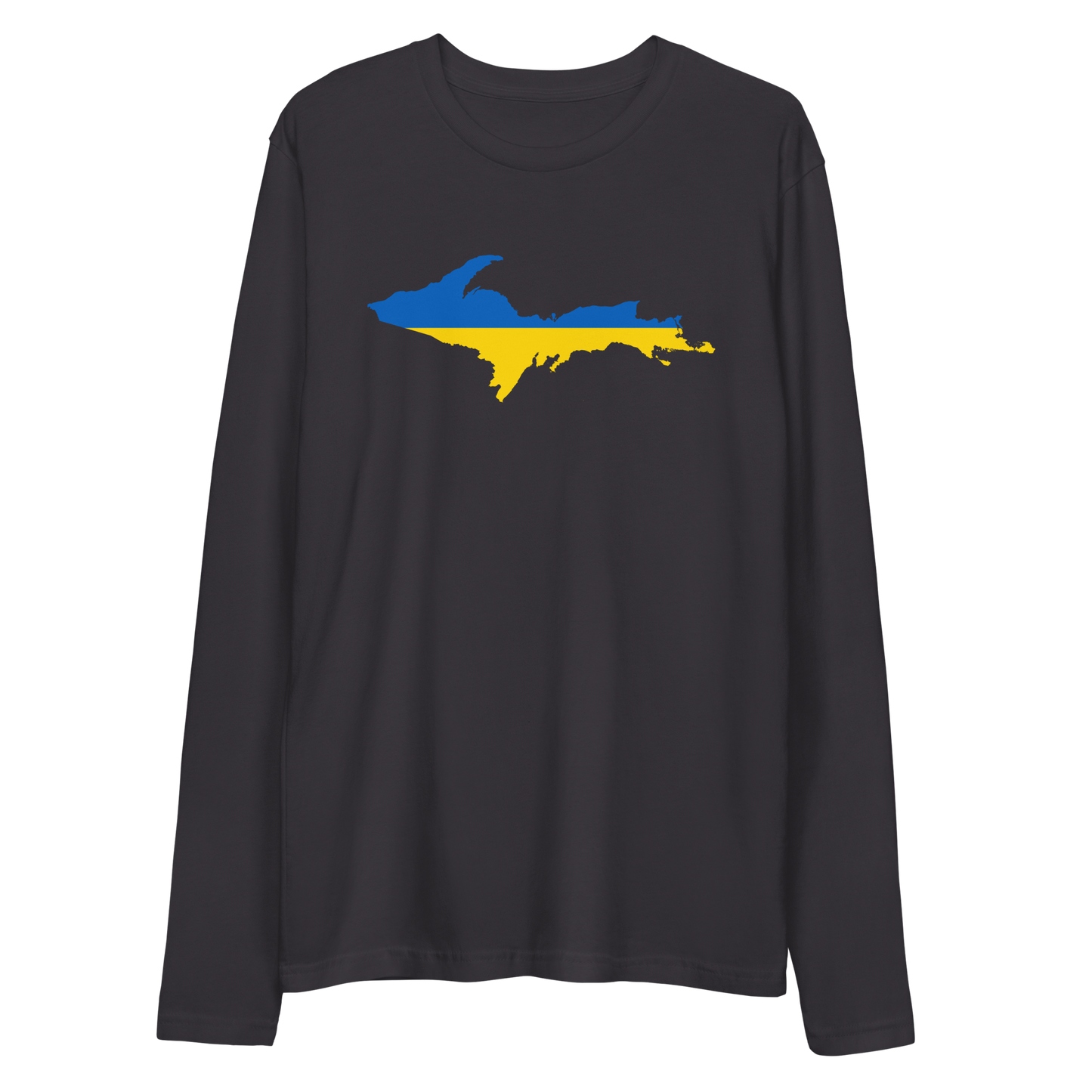 Michigan Upper Peninsula Long Sleeve T-Shirt (w/ Copper UP Outline) | Men's Fitted