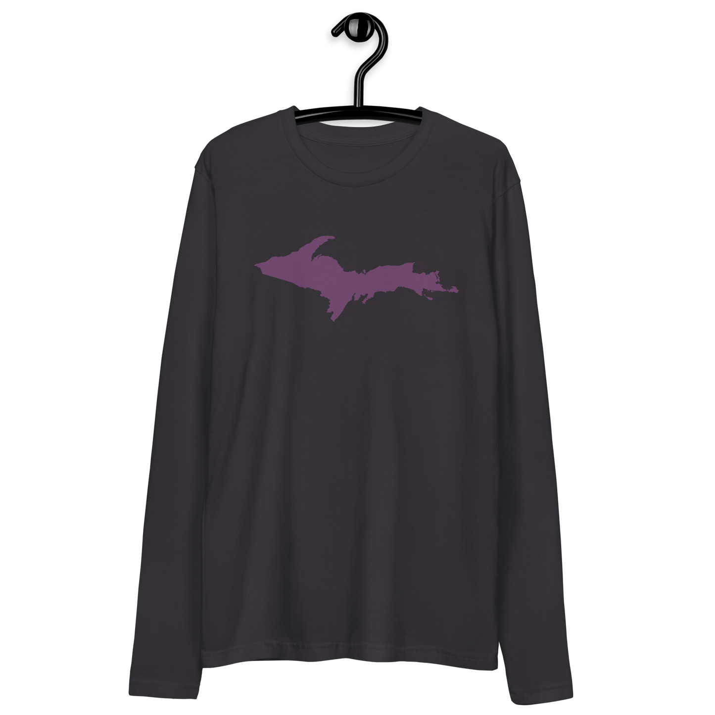 Michigan Upper Peninsula Long Sleeve T-Shirt (w/ Plum UP Outline) | Men's Fitted