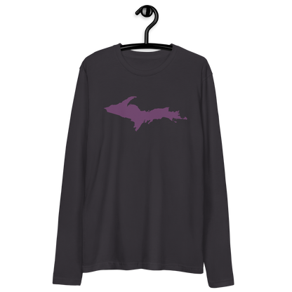 Michigan Upper Peninsula Long Sleeve T-Shirt (w/ Plum UP Outline) | Men's Fitted