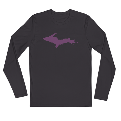 Michigan Upper Peninsula Long Sleeve T-Shirt (w/ Plum UP Outline) | Men's Fitted