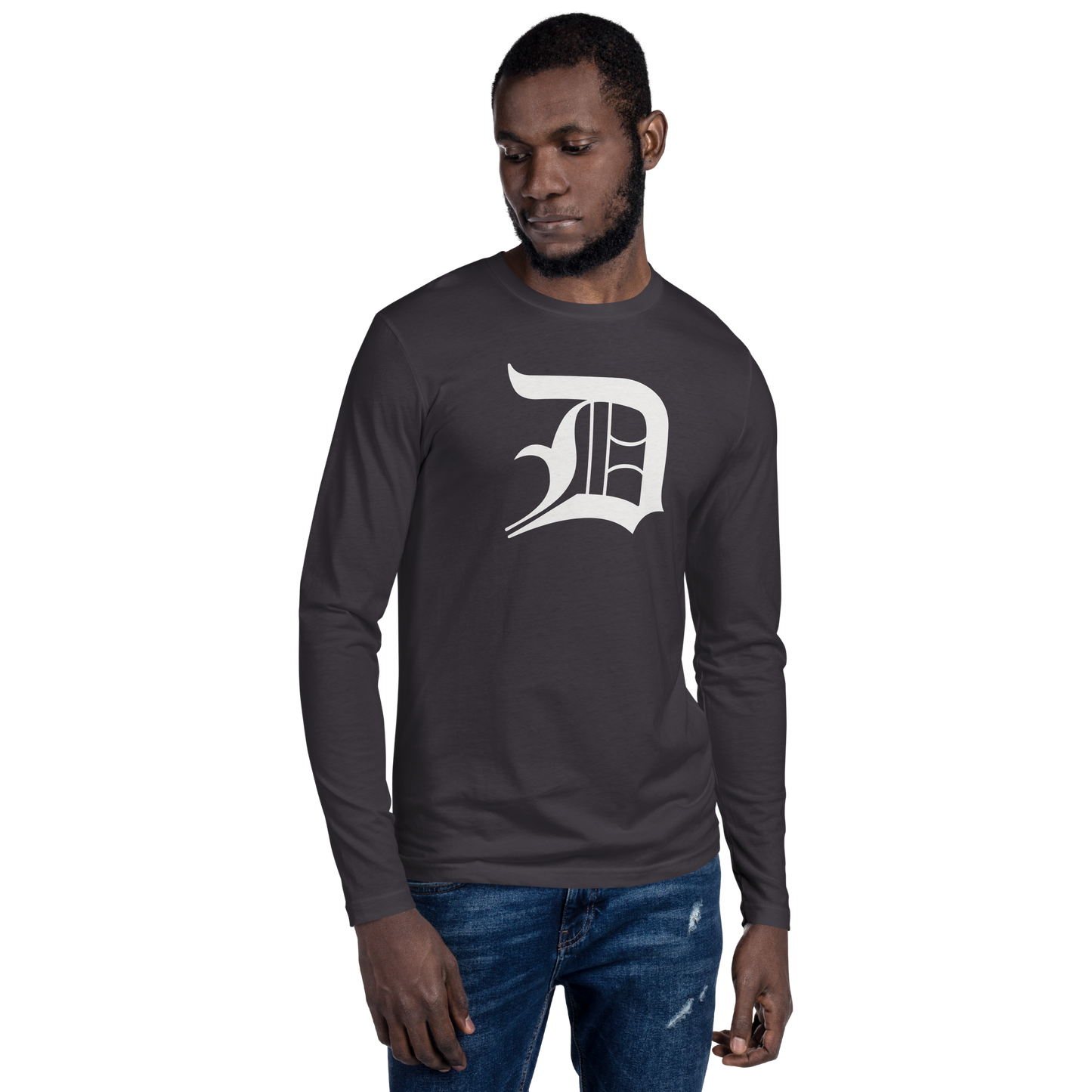 Detroit 'Old English D' Long Sleeve T-Shirt | Men's Fitted