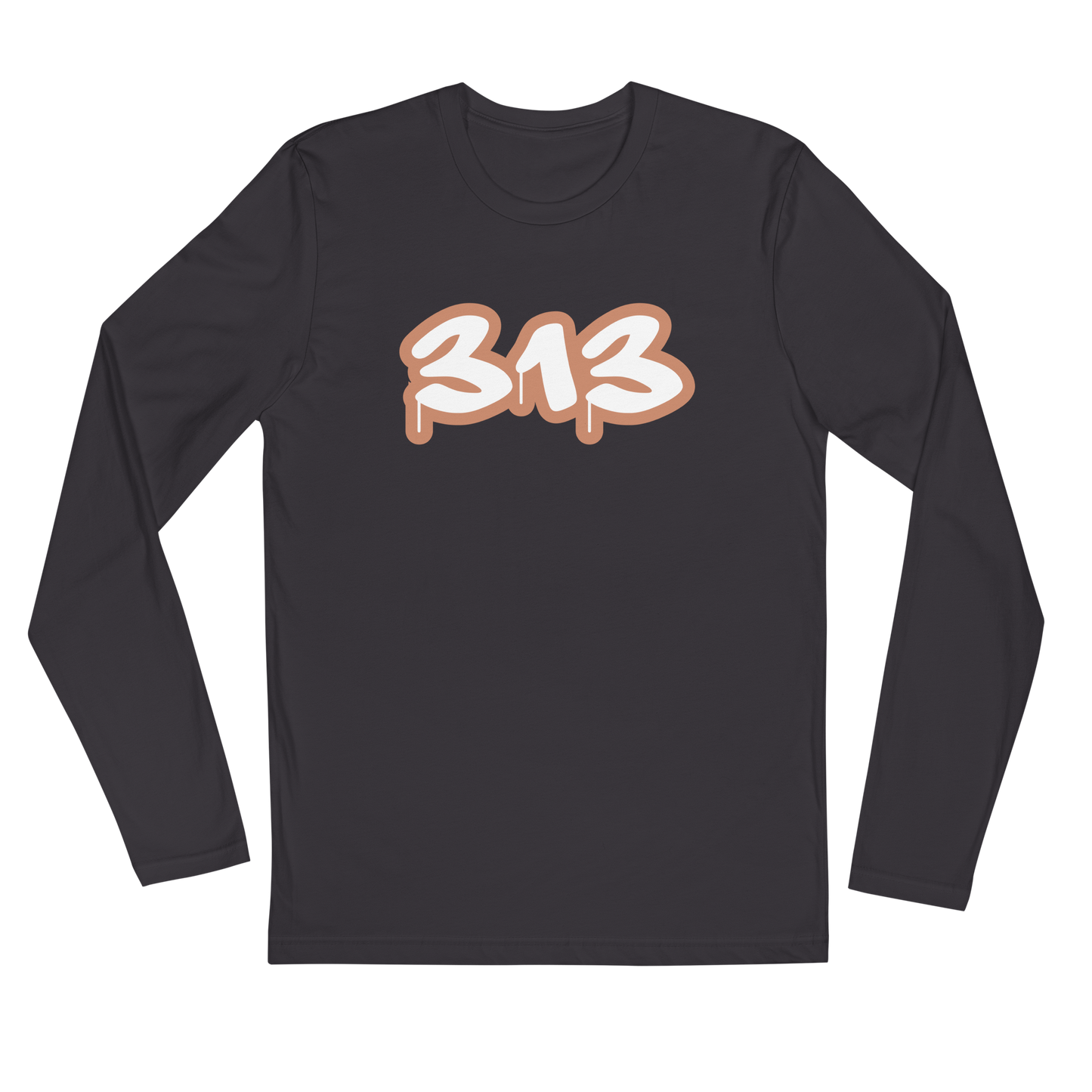 Detroit '313' Long Sleeve T-Shirt (Copper) | Men's Fitted