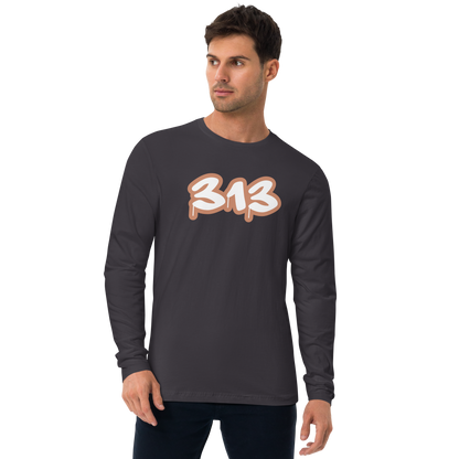 Detroit '313' Long Sleeve T-Shirt (Copper) | Men's Fitted