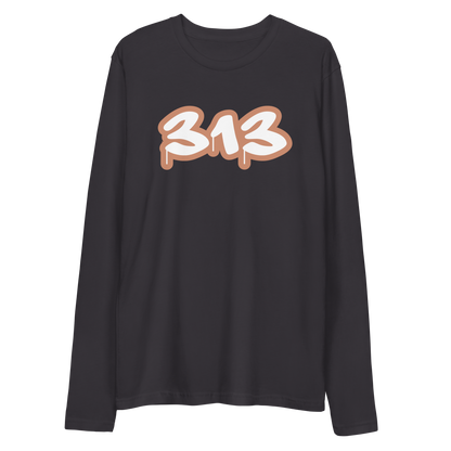 Detroit '313' Long Sleeve T-Shirt (Copper) | Men's Fitted