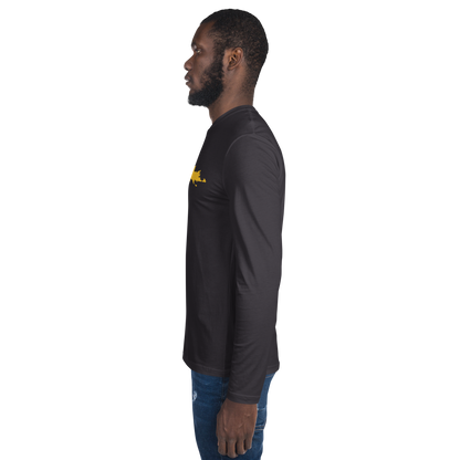 Michigan Upper Peninsula T-Shirt (w/ Gold UP Outline) | Men's Fitted Long Sleeve