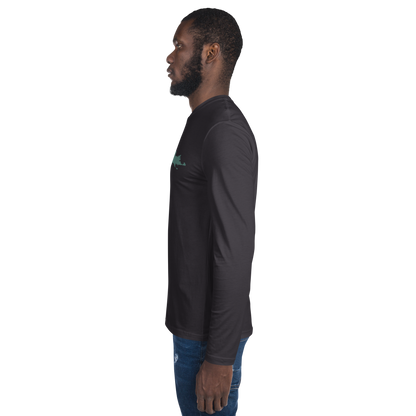 Michigan Upper Peninsula Fitted T-Shirt (w/ Copper Green UP Outline) | Men's Long Sleeve