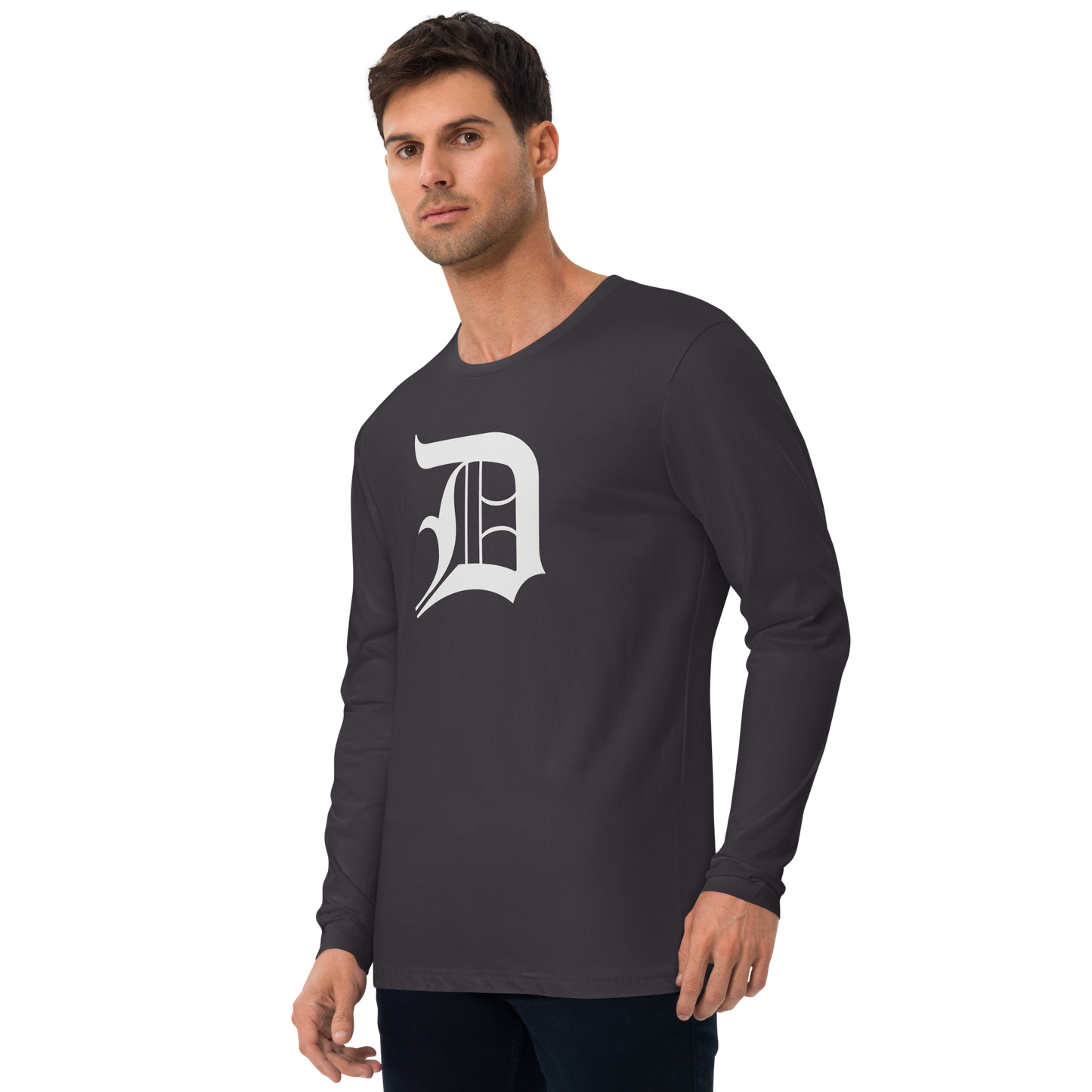 Detroit 'Old English D' Long Sleeve T-Shirt | Men's Fitted