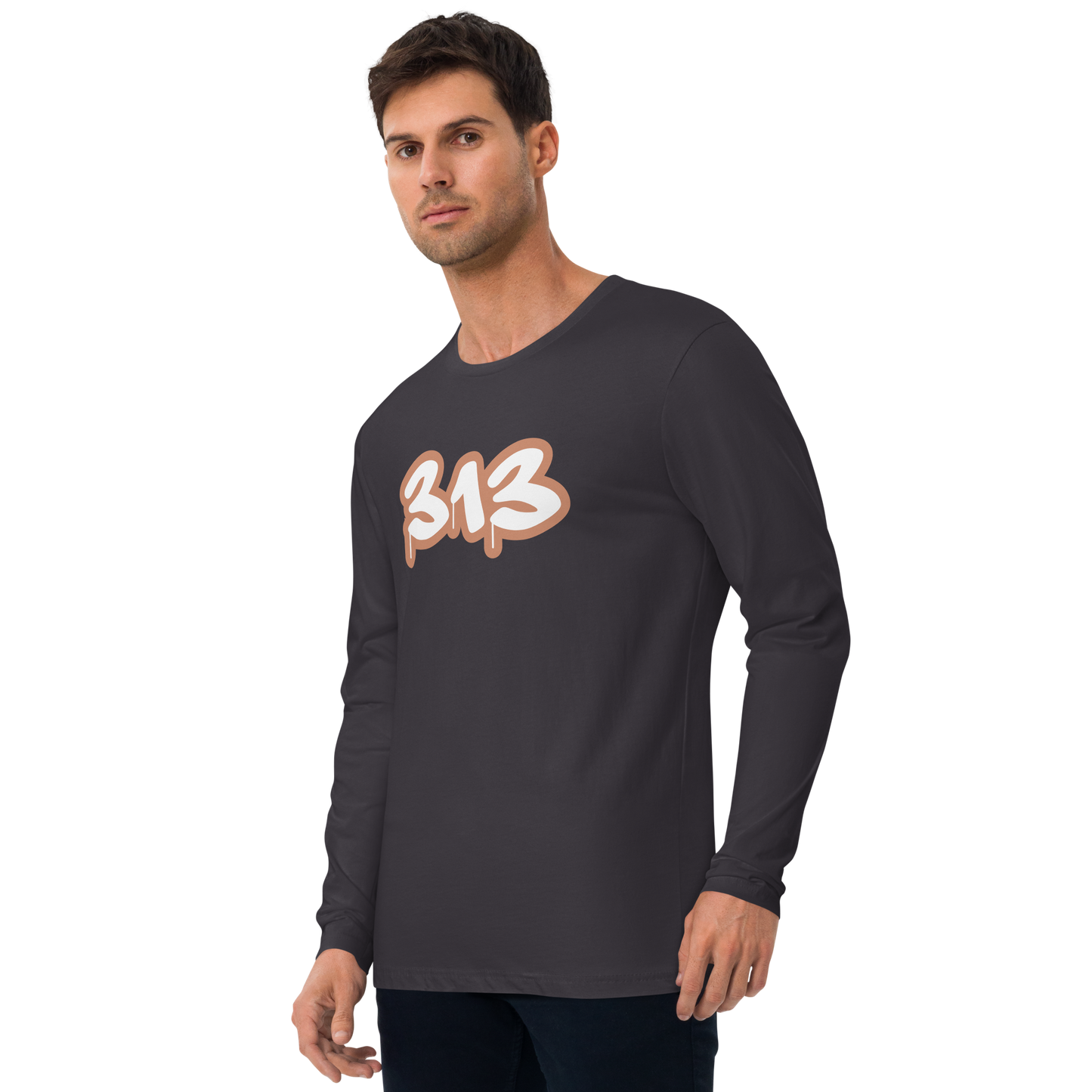 Detroit '313' Long Sleeve T-Shirt (Copper) | Men's Fitted