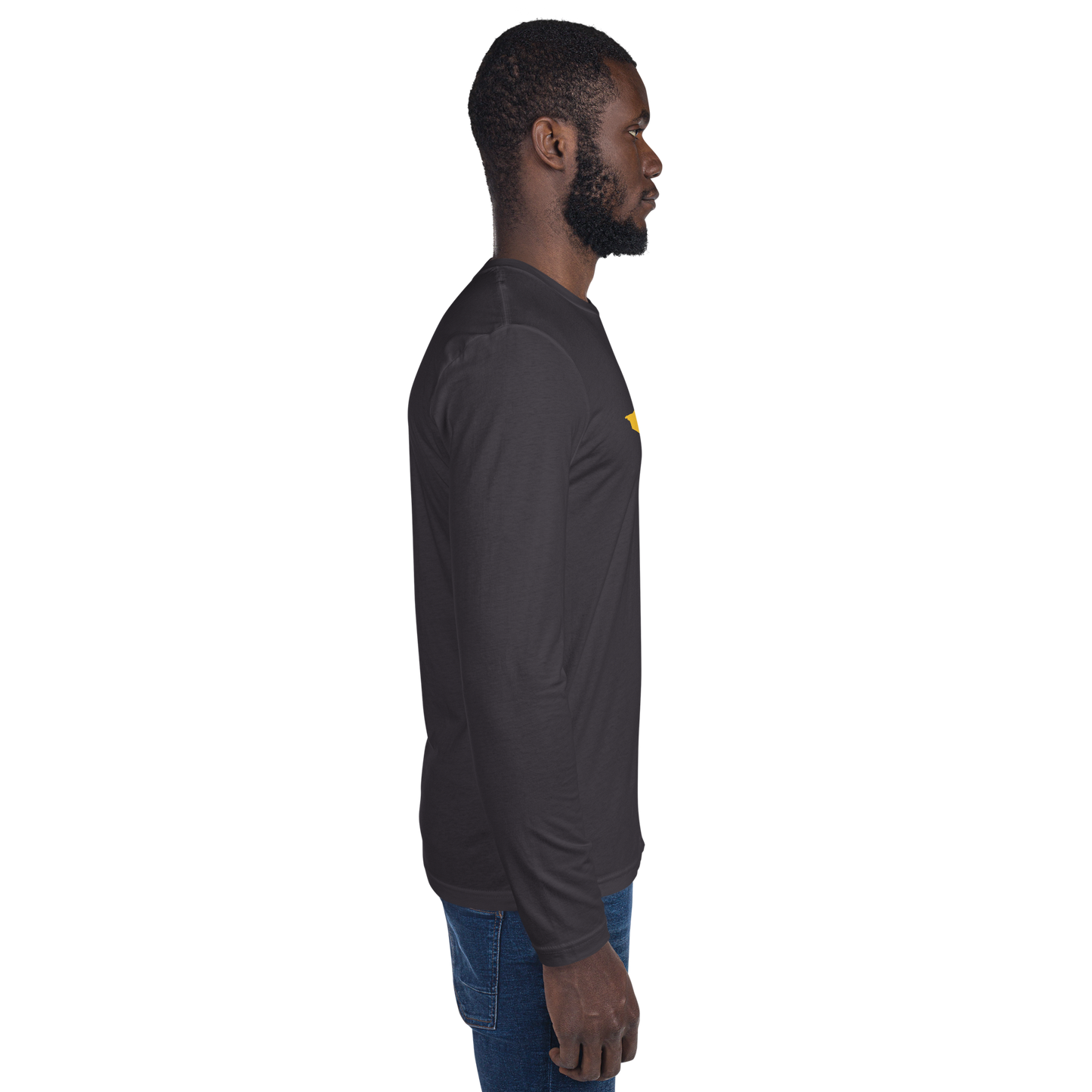 Michigan Upper Peninsula T-Shirt (w/ Gold UP Outline) | Men's Fitted Long Sleeve