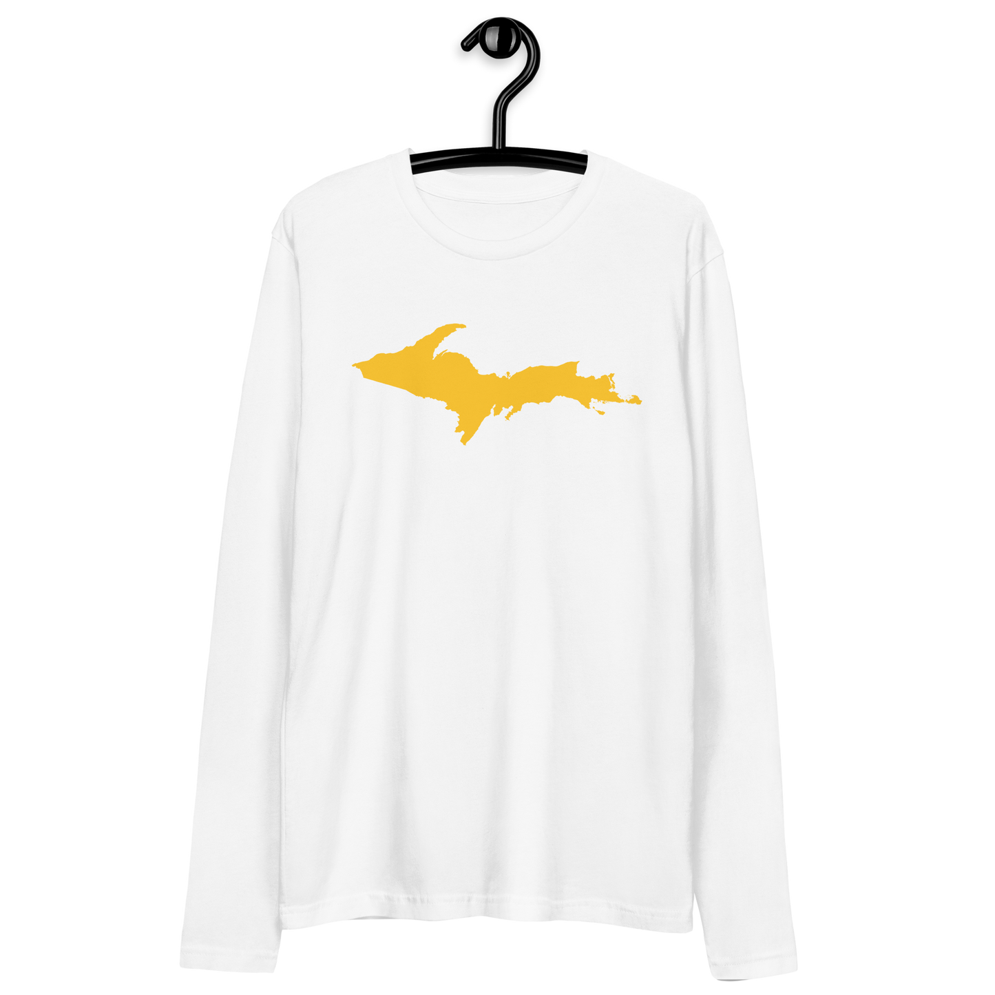 Michigan Upper Peninsula T-Shirt (w/ Gold UP Outline) | Men's Fitted Long Sleeve