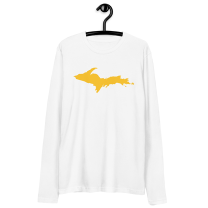 Michigan Upper Peninsula T-Shirt (w/ Gold UP Outline) | Men's Fitted Long Sleeve