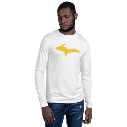 Michigan Upper Peninsula T-Shirt (w/ Gold UP Outline) | Men's Fitted Long Sleeve