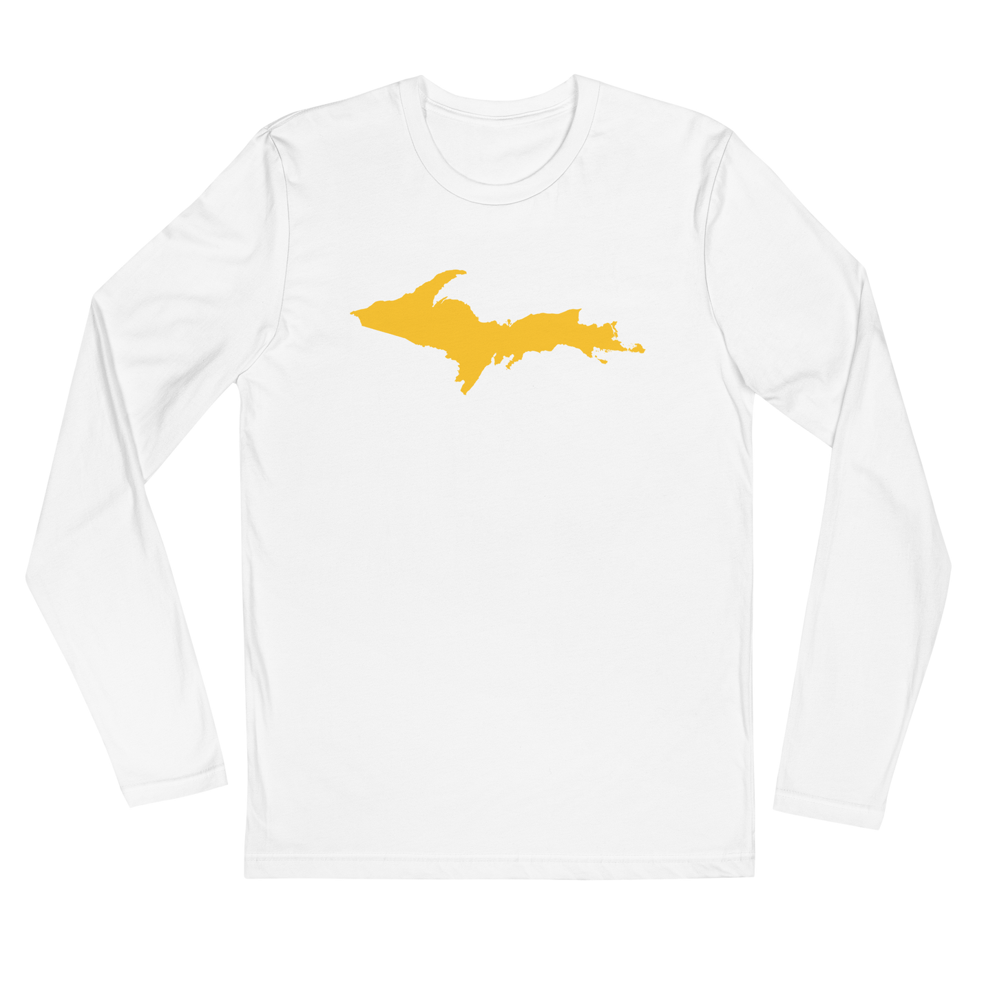 Michigan Upper Peninsula T-Shirt (w/ Gold UP Outline) | Men's Fitted Long Sleeve