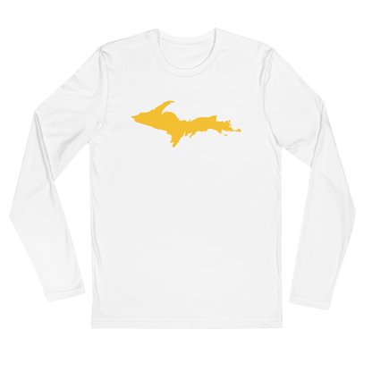 Michigan Upper Peninsula T-Shirt (w/ Gold UP Outline) | Men's Fitted Long Sleeve