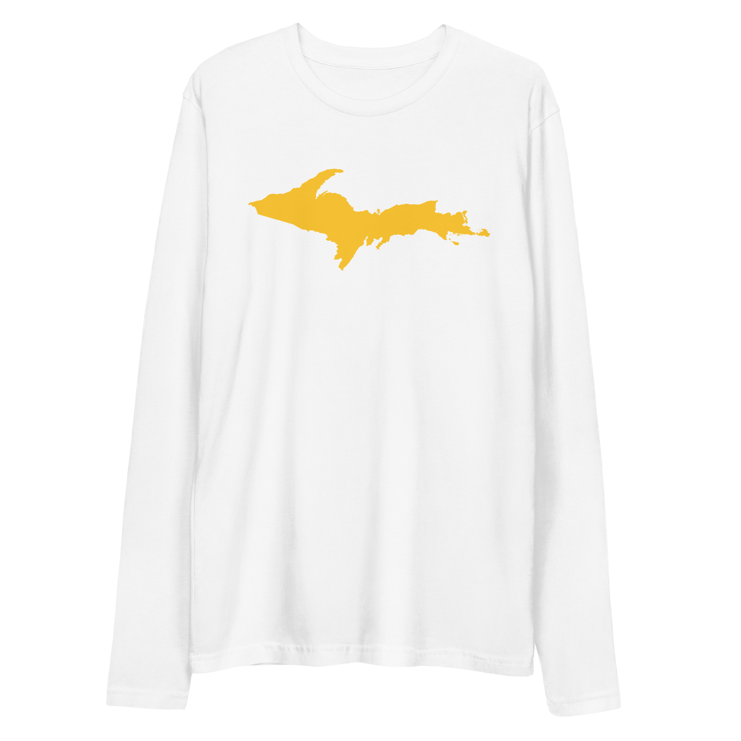 Michigan Upper Peninsula T-Shirt (w/ Gold UP Outline) | Men's Fitted Long Sleeve