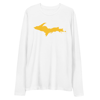 Michigan Upper Peninsula T-Shirt (w/ Gold UP Outline) | Men's Fitted Long Sleeve