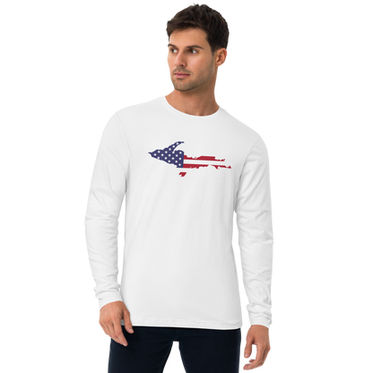 Michigan Upper Peninsula T-Shirt (w/ UP USA Flag) | Men's Fitted Long Sleeve