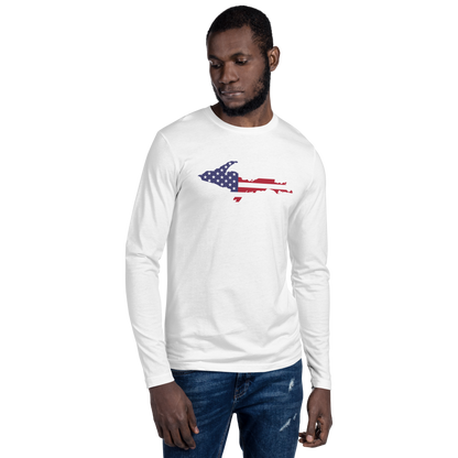 Michigan Upper Peninsula T-Shirt (w/ UP USA Flag) | Men's Fitted Long Sleeve