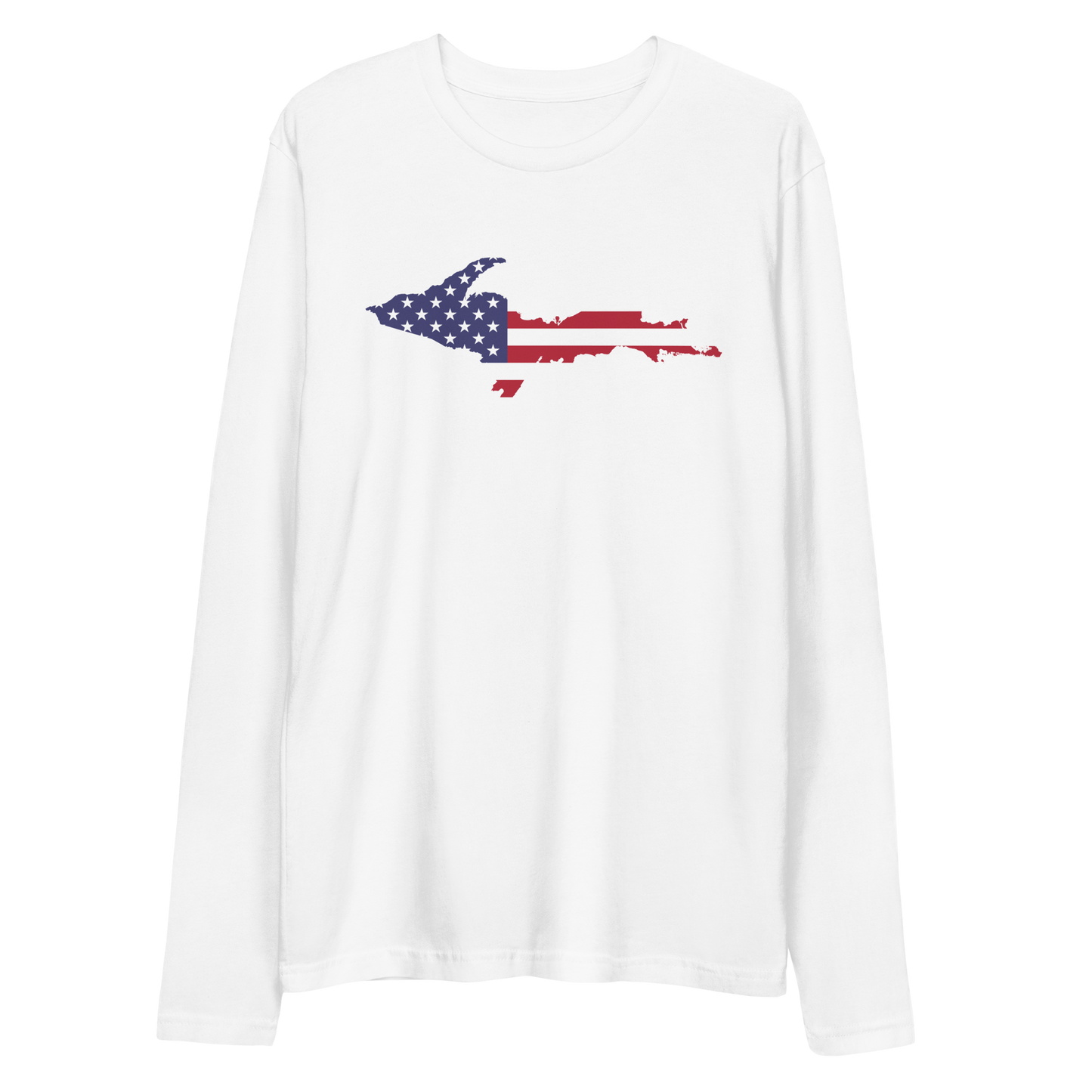 Michigan Upper Peninsula T-Shirt (w/ UP USA Flag) | Men's Fitted Long Sleeve