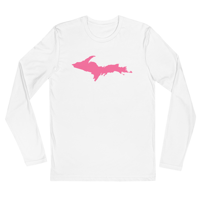 Michigan Upper Peninsula Fitted T-Shirt (w/ Pink UP Outline) | Men's Long Sleeve