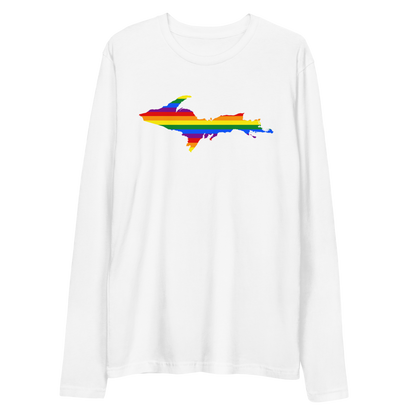 Michigan Upper Peninsula Fitted T-Shirt (w/ UP Pride Flag) | Men's Long Sleeve