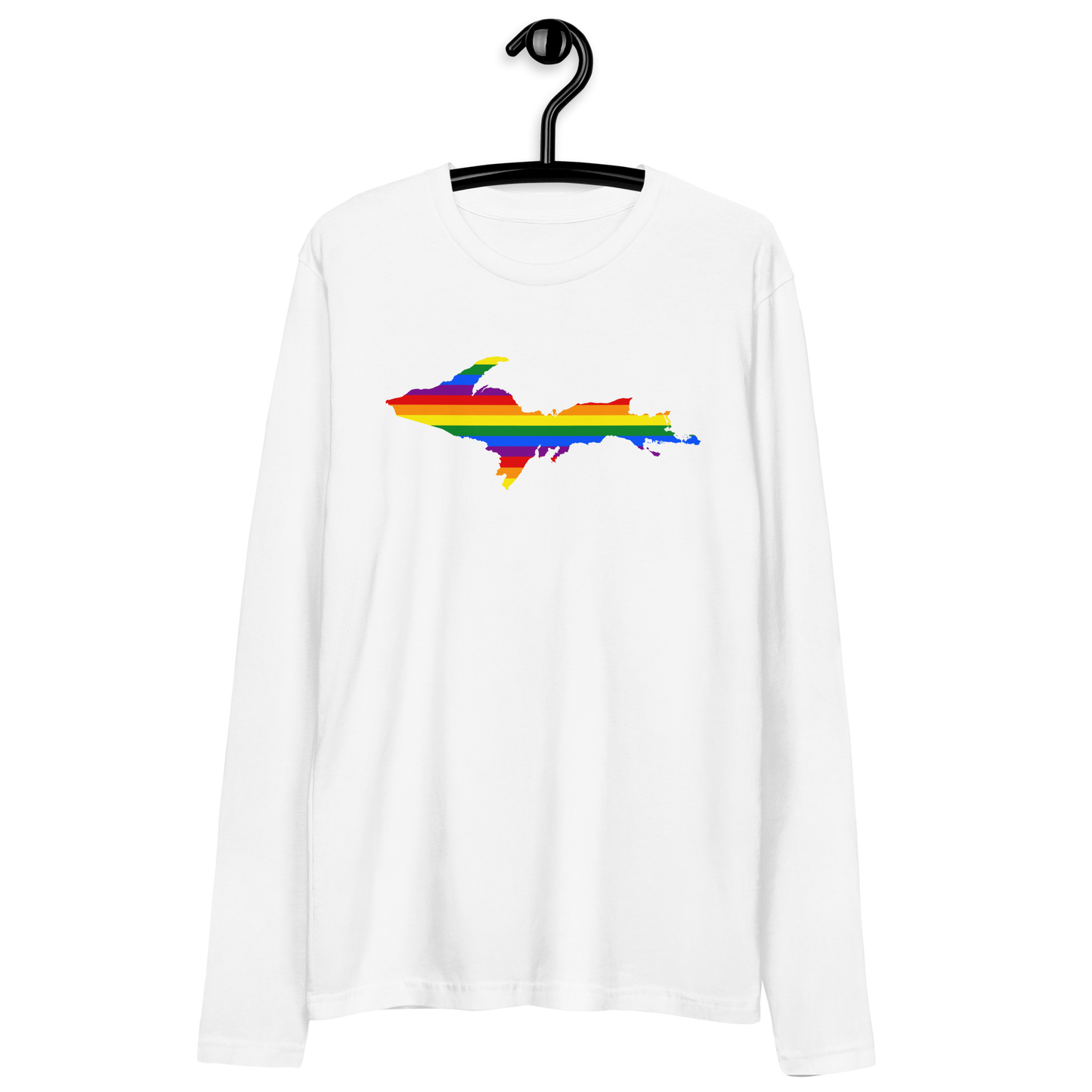 Michigan Upper Peninsula Fitted T-Shirt (w/ UP Pride Flag) | Men's Long Sleeve