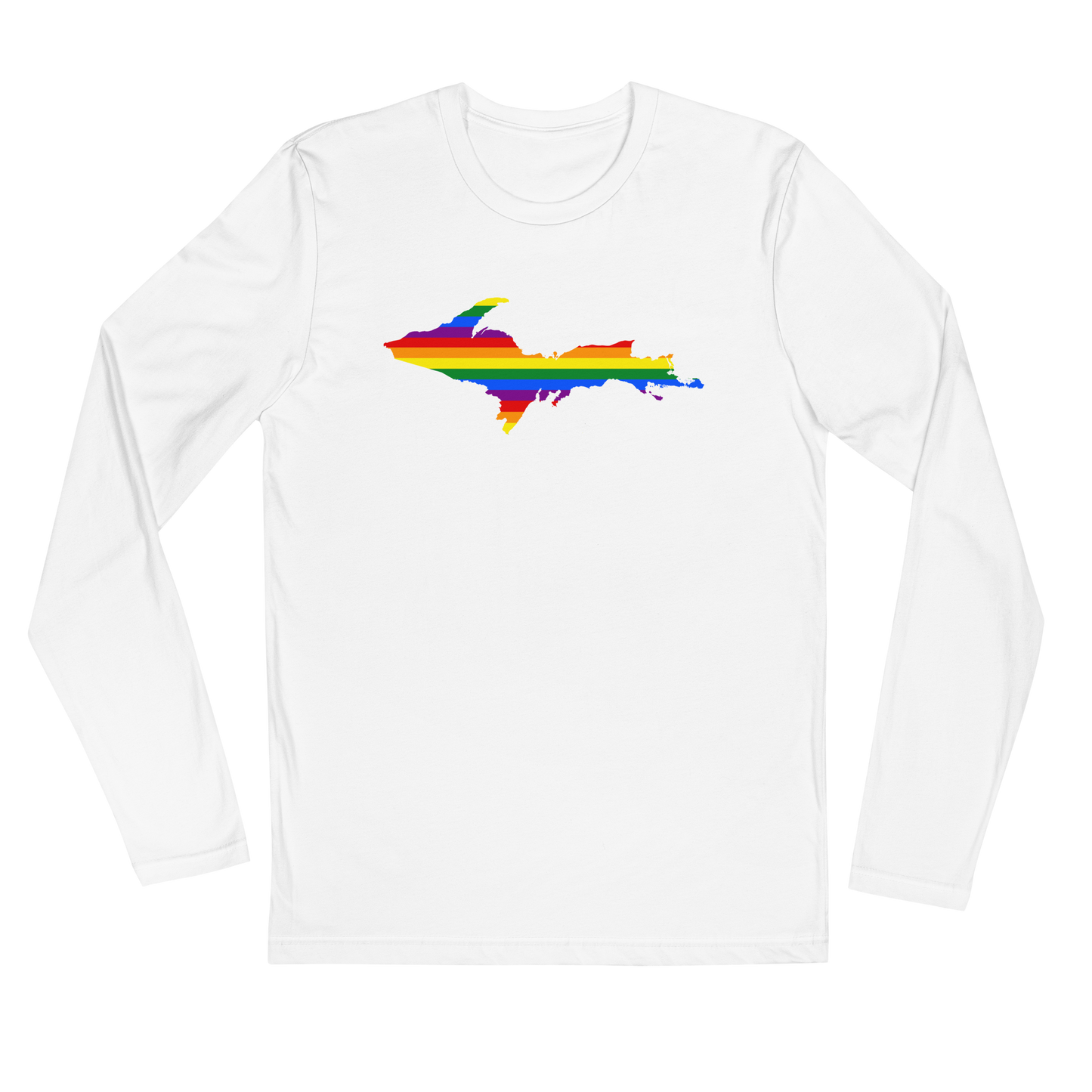 Michigan Upper Peninsula Fitted T-Shirt (w/ UP Pride Flag) | Men's Long Sleeve