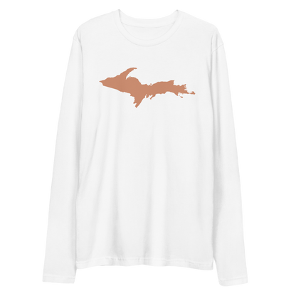 Michigan Upper Peninsula Fitted T-Shirt (w/ Copper UP Outline) | Men's Long Sleeve