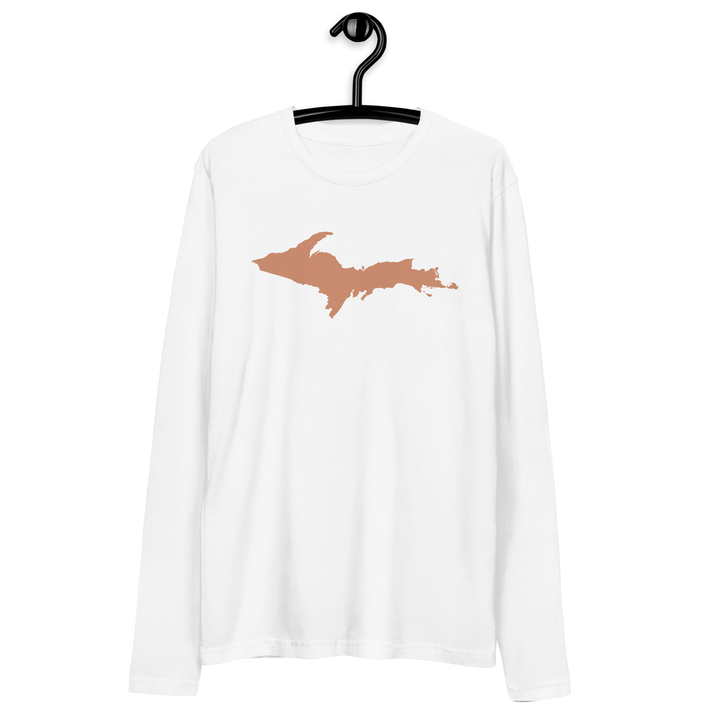 Michigan Upper Peninsula Fitted T-Shirt (w/ Copper UP Outline) | Men's Long Sleeve