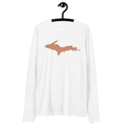 Michigan Upper Peninsula Fitted T-Shirt (w/ Copper UP Outline) | Men's Long Sleeve