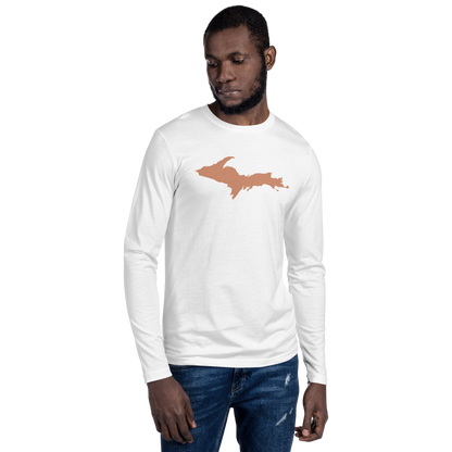 Michigan Upper Peninsula Fitted T-Shirt (w/ Copper UP Outline) | Men's Long Sleeve