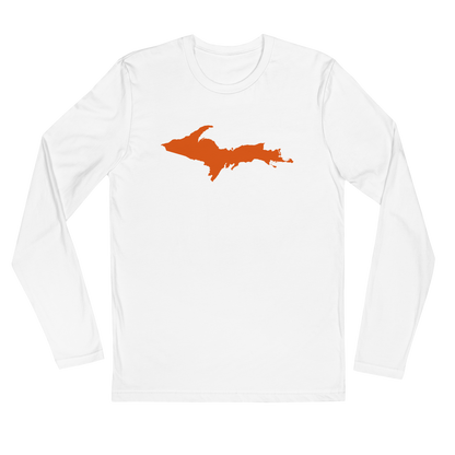 Michigan Upper Peninsula Fitted T-Shirt (w/ Orange UP Outline) | Men's Long Sleeve